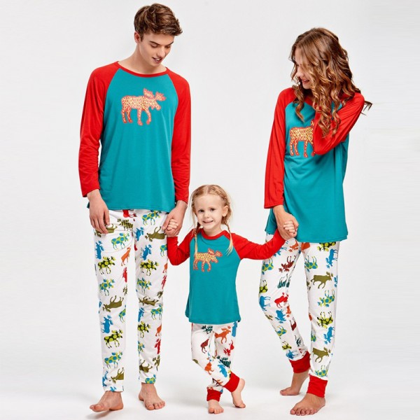 Pattern Reindeer Family Pajamas Sets Holiday Pajamas
