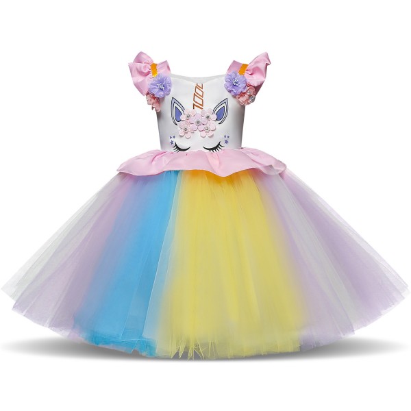 Kids Unicorn Costume Dress Outfit Pink Sleeves