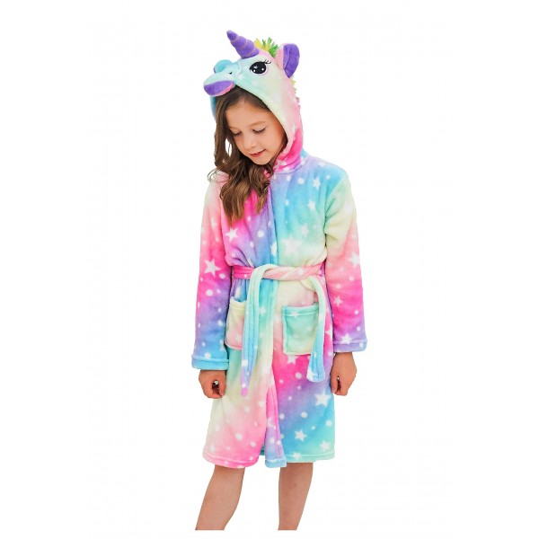 Soft Unicorn Hooded Bathrobe Sleepwear Unicorn Gifts for Girls Colorful