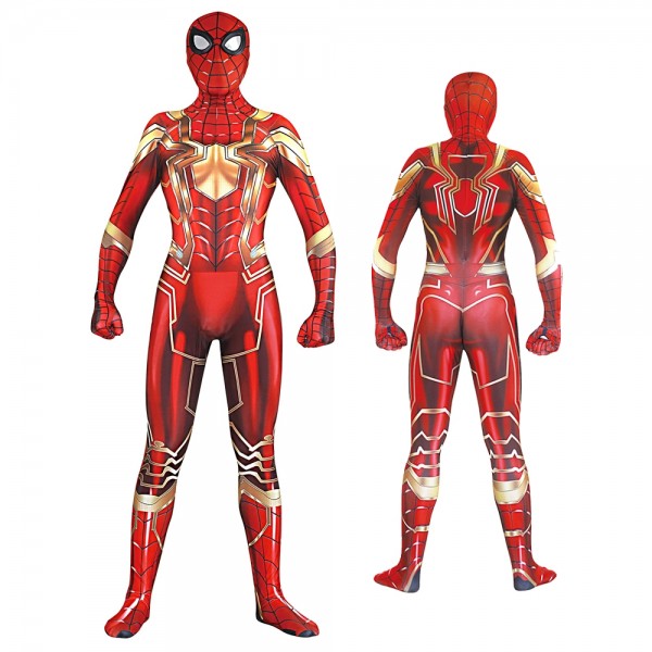 Iron Spider Man Suit Golden Edition for Kids & Adult Halloween Cosplay Costumes Spandex Zentai 