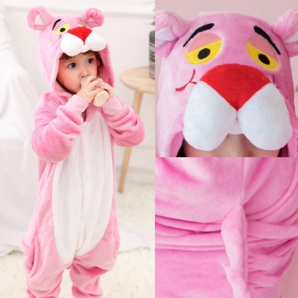 Pink Panther Kids Animal Onesie Pajamas Cosplay Cute Costume