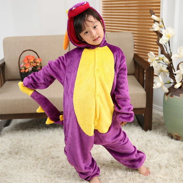 Purple Dragon Kids Animal Onesie Pajamas Anime Cute Costume