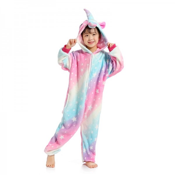 Dreamy Rainbow Unicorn Kids Animal Onesie Pajamas Cosplay Cute Costume