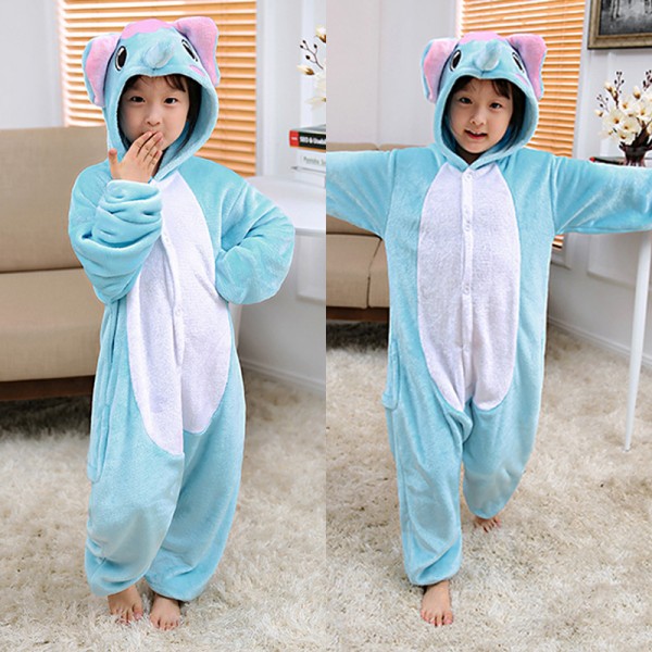 Blue Elephant Kids Animal Onesie Pajamas Anime Cute Costume
