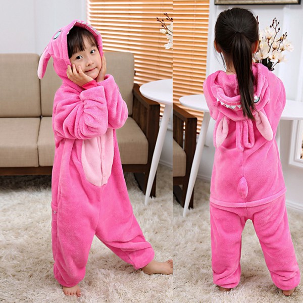 Pink Stitch Kids Animal Onesie Pajamas Cosplay Cute Costume