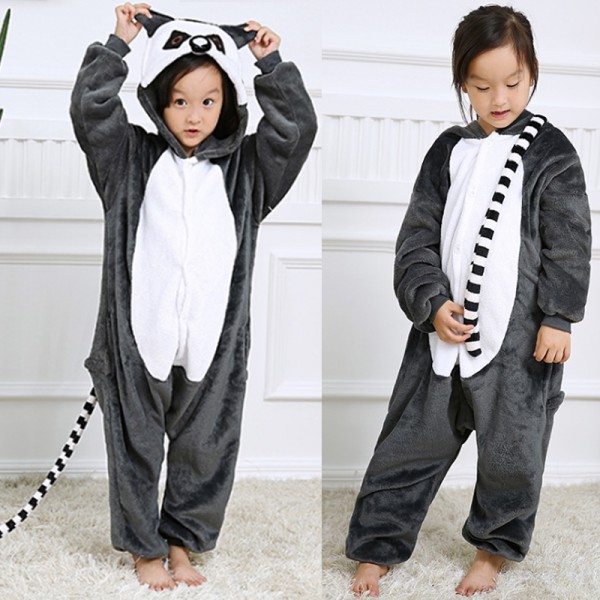Lemur Kids Animal Onesie Pajamas Cosplay Cute Costume