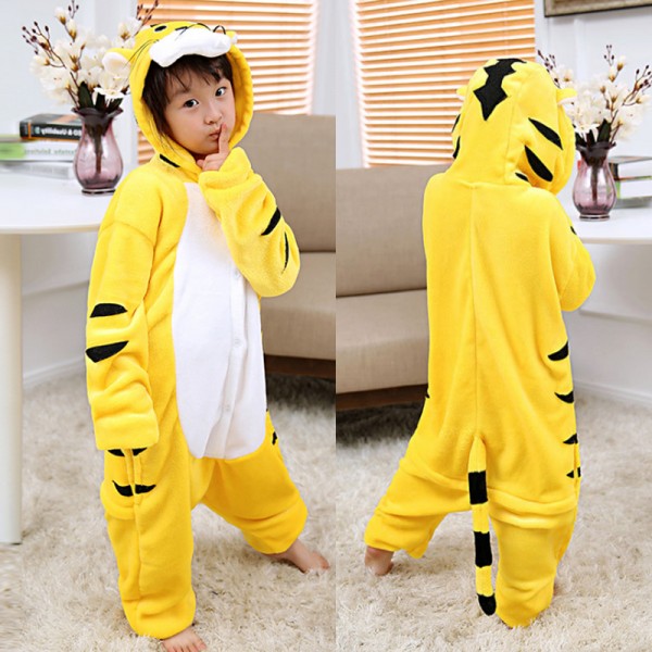 Yellow Tiger Kids Animal Onesie Pajamas Anime Cute Costume