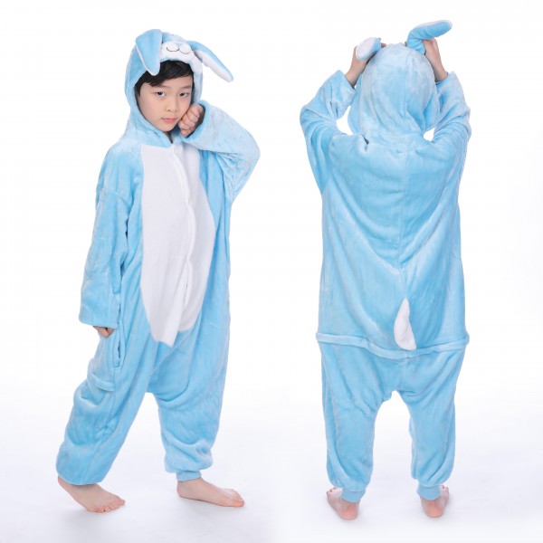 Blue Bunny Kids Animal Onesie Pajamas Cute Costume