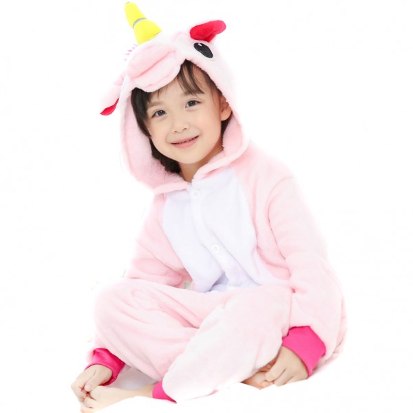 Pink Unicorn Kids Animal Onesie Pajamas Cute Costume