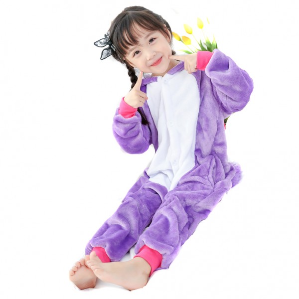 Purple Unicorn Kids Animal Onesie Pajamas Cute Costume