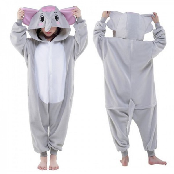 Grey Elephant Kids Animal Onesie Pajamas Cute Costume