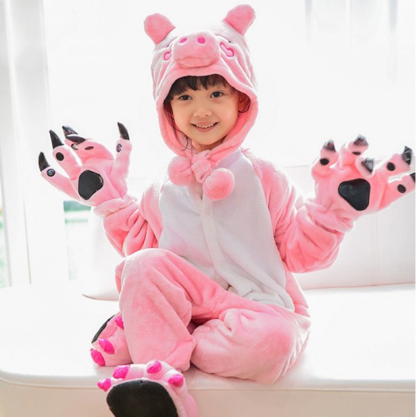 Pink Pig Kids Animal Onesie Pajamas Cute Costume