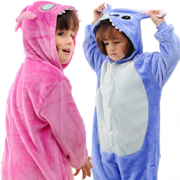 Blue & Pink Stitch Onesie Pajamas for Boys & Girls Animal Onesies Costumes