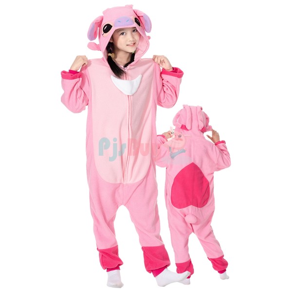 Kids Pink Angel Stitch Onesie Outfit Cute Halloween Costume