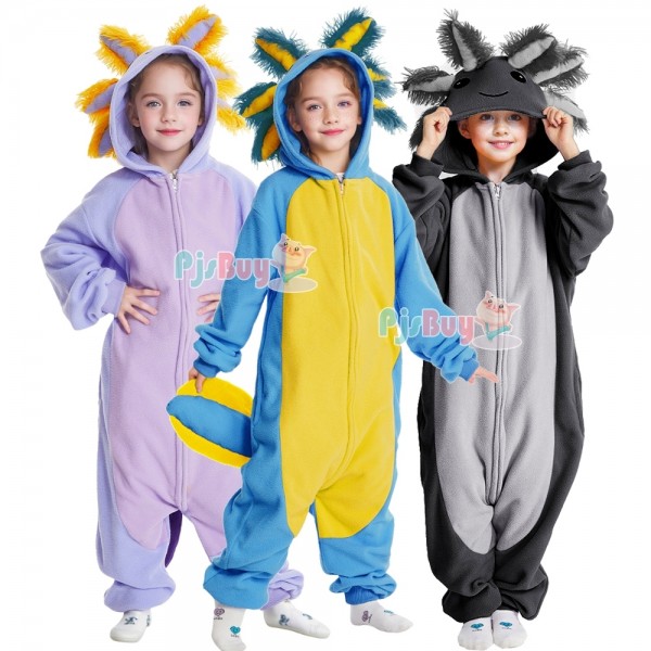 Kids Axolotl Halloween Costume Boys & Girls Animal Onesie Pajamas Outfit