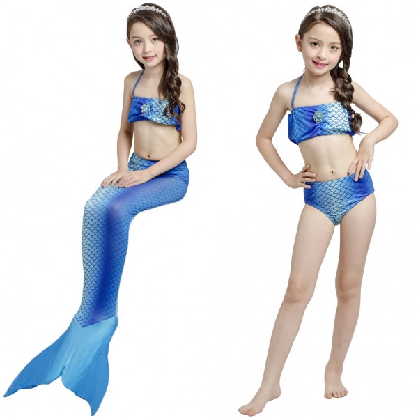Swimmable Mermaid Swimsuit For Girls Blue Mermaid Swimming Bathing Suit Bikini Sets