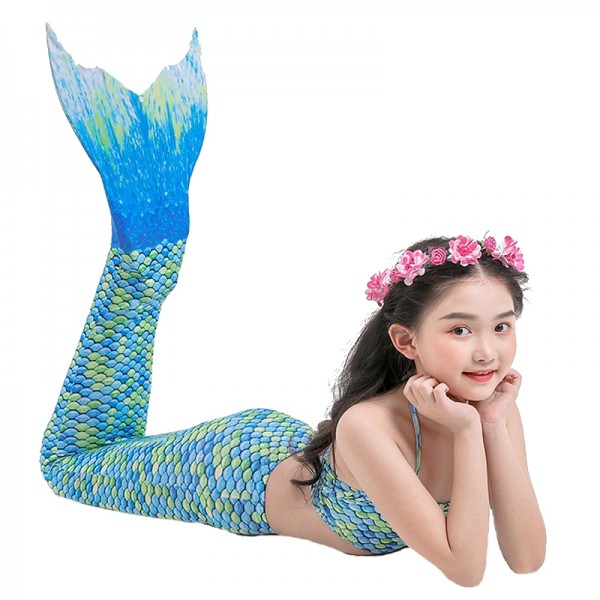 Green Mermaid Tails for Kids Monofin Can Be Added for Swimming