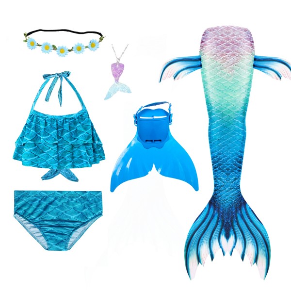 Blue Mermaid Swimsuit Bathing Suit for Girls