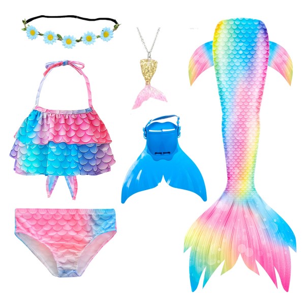 Mermaid Tail Bathing Suit Colorful Print for Girls