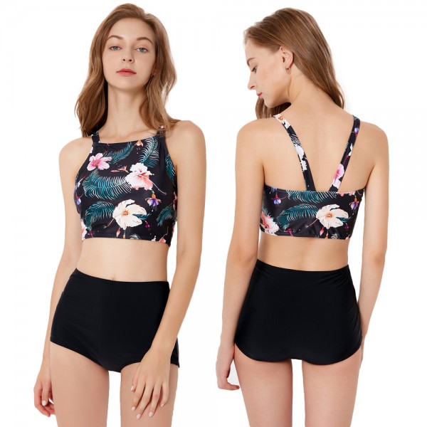 2Pcs Floral Swimsuits For Women Cheap Bathing Suits High Waisted