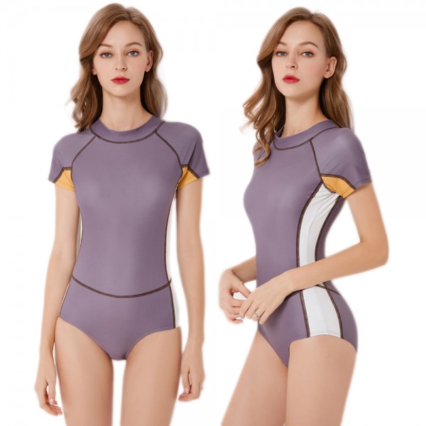 Womens One Piece Swimsuits Short Sleeve Cheap Bathing Suits Rash Guard