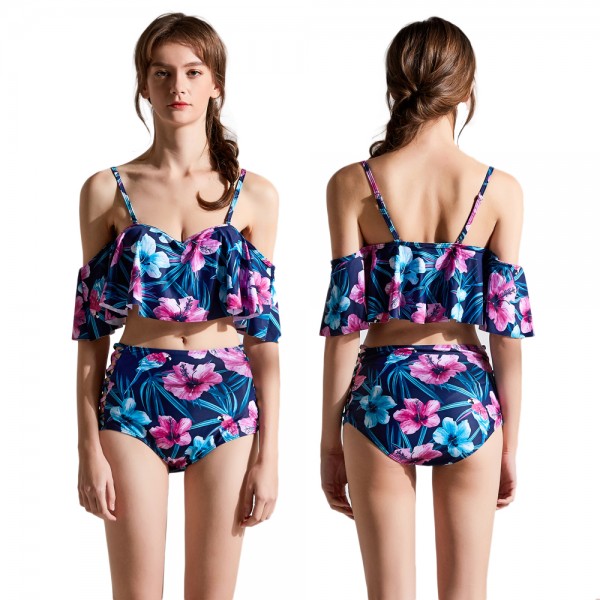 Cute Floral Swimsuits For Women & Teens Cheap Bathing Suit Flounce Foldover