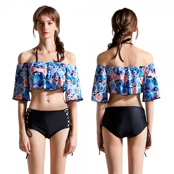 Womens Cheap Bathing Suits Off Shoulder Swim Suits Floral Print