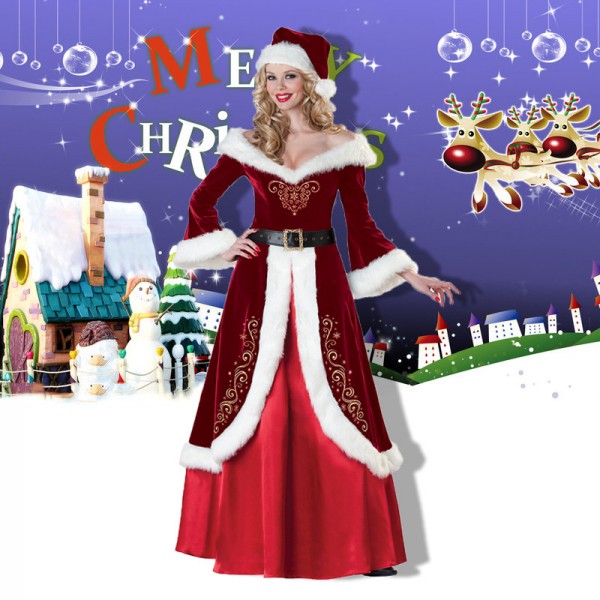 Mrs Claus Costume Outfit Womens Santa Dress Outfit Full Sets