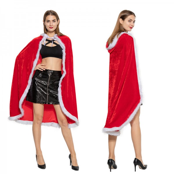 Womens Santa Outfit Christmas Cloak