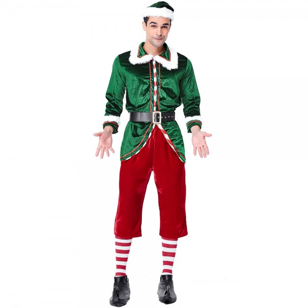 Adult Elf Costume Outfit For Men Christmas Costume