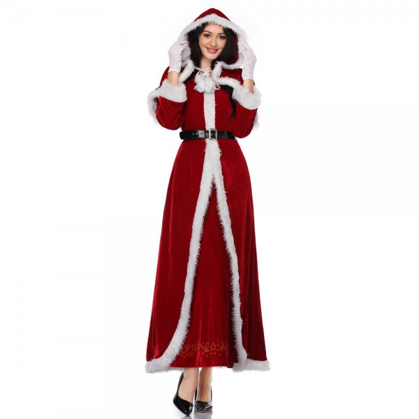 Mrs Claus Costume Christmas Outfit For Women Santa Long Dress
