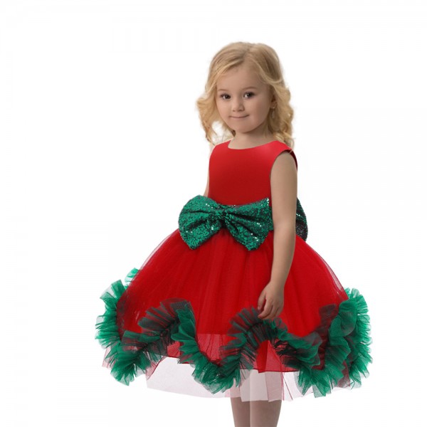 Girls Santa Dress Christmas Praty Tutu Princess Dress Red