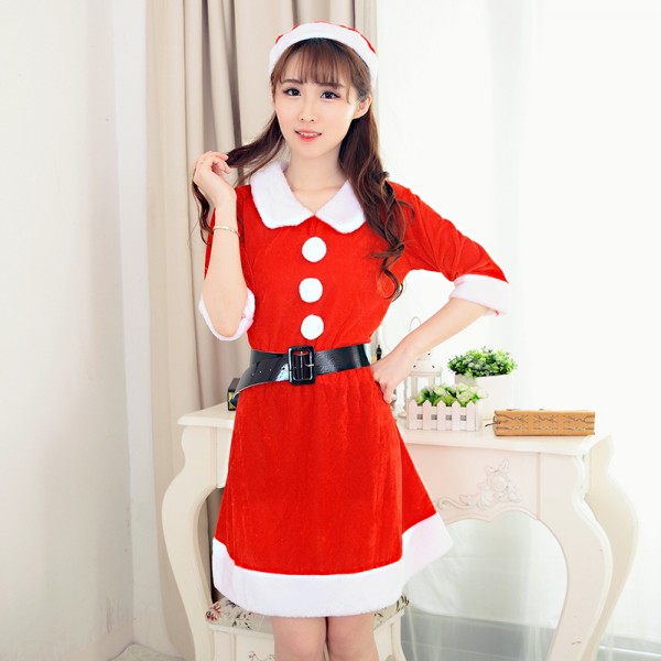 Mrs Claus Costume Dress Outfit Christmas Party Dress