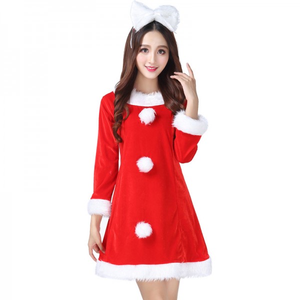 Womens Christmas Costumes Santa Dress With Headwear
