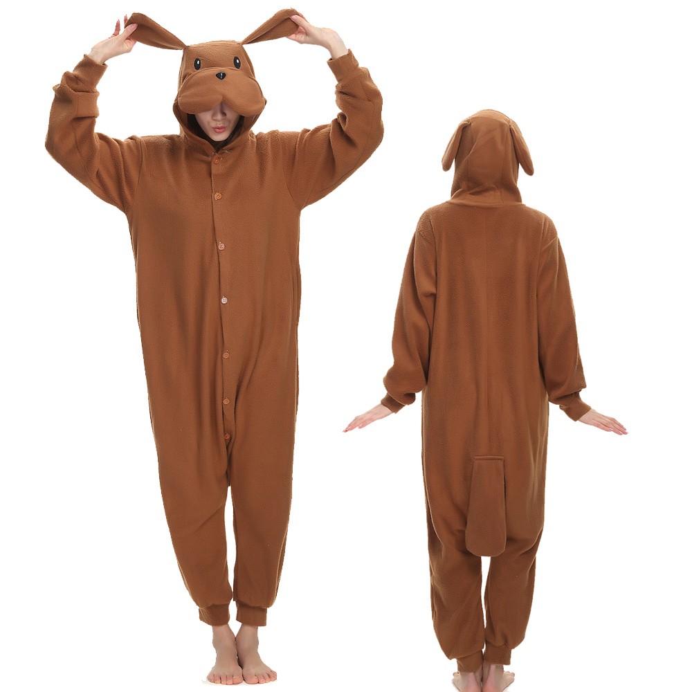 Nucleair plek landen Brown Dog Onesie Pajamas for Adult Animal Onesies Cosplay Halloween  Costumes - Pjsbuy.com