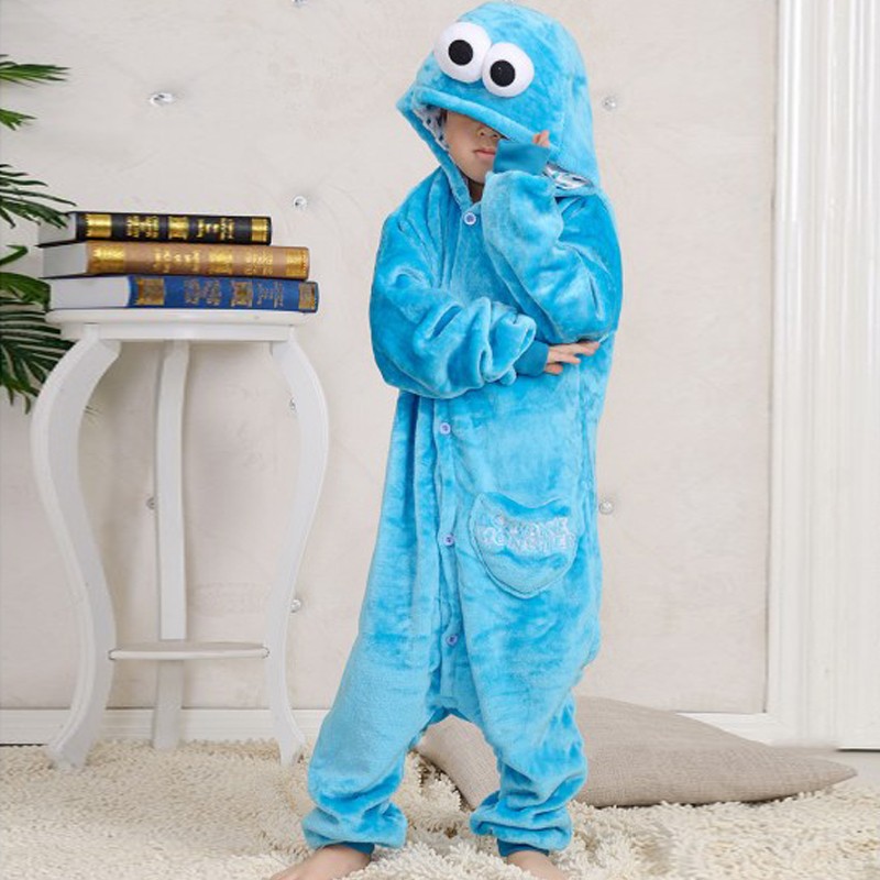 Cookie Monster Onesie Pajamas for Kids Soft & Cozy Animal Costume