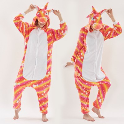 Orange Star Unicorn Womens & Mens Animal Onesie Pajamas Costume