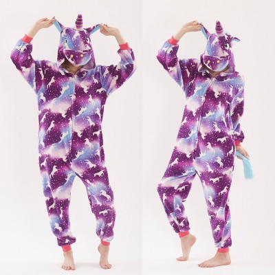Purple Unicorn Pattern Adult Animal Onesie Pajamas Costume