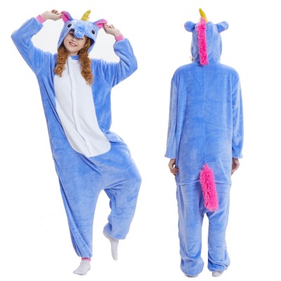 Blue Unicorn Onesie for Adult Animal Onesie Pajamas Costume