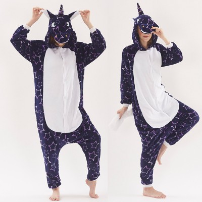 Purple Star Unicorn Womens & Mens Animal Onesie Pajamas Costume
