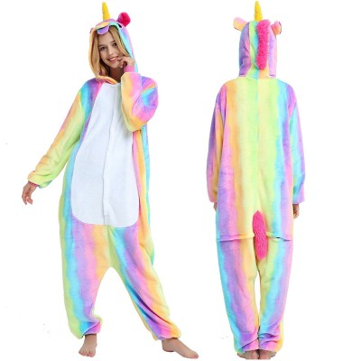 Rainbow Unicorn Womens & Mens Animal Onesie Pajamas Costume