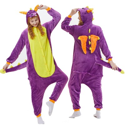 Purple Dragon Womens & Mens Animal Onesie Pajamas Costume