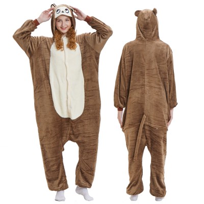 Brown Monkey Adult Animal Onesie Pajamas Costume