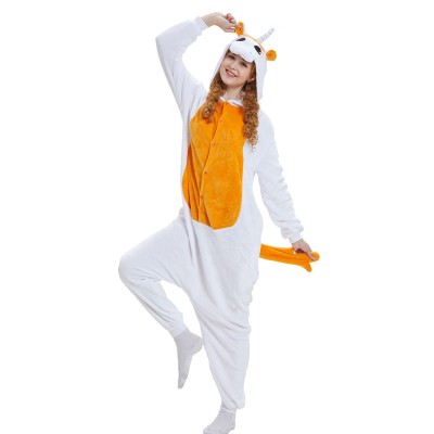 Orange Unicorn with Wings Adult Animal Onesie Pajamas Costume