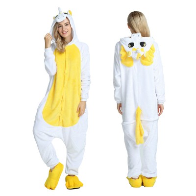 Yellow Unicorn with Wings Adult Animal Onesie Pajamas Costume