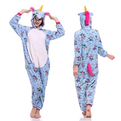 Blue Unicorn Pattern Onesie Anime Animal Onesies for Adult