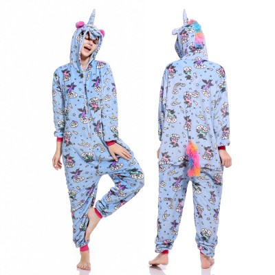 Blue Unicorn Onesie Zip Up Anime Animal Onesies for Adult