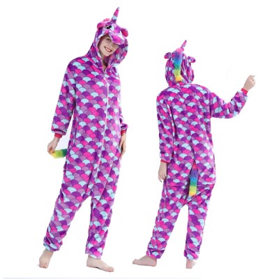 Purple Scales Unicorn Onesie Pajamas Costumes Adult Animal Onesies Zip up