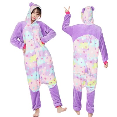 Star Panda Onesie Pajamas Costumes Adult Animal Onesies Button Closure