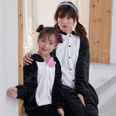 Black Cat Onesie Pajamas Costumes for Adult & Kids Animal Onesies